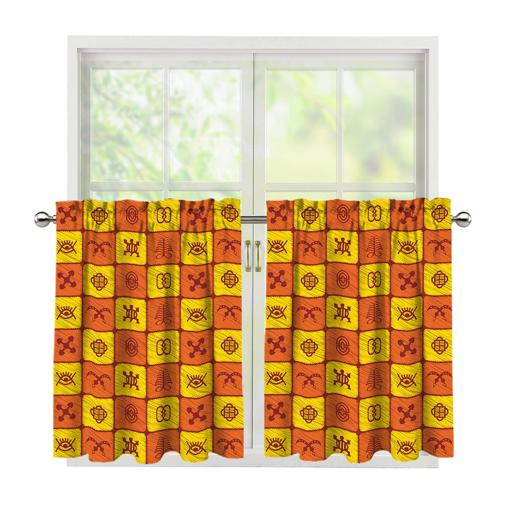 West Adinkra Symbols Pattern Print Tier Curtains