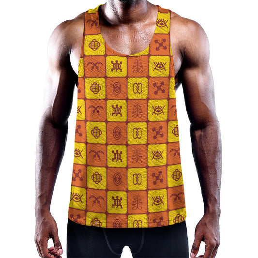 West Adinkra Symbols Pattern Print Training Tank Top