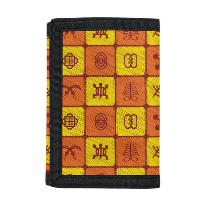 West Adinkra Symbols Pattern Print Trifold Wallet