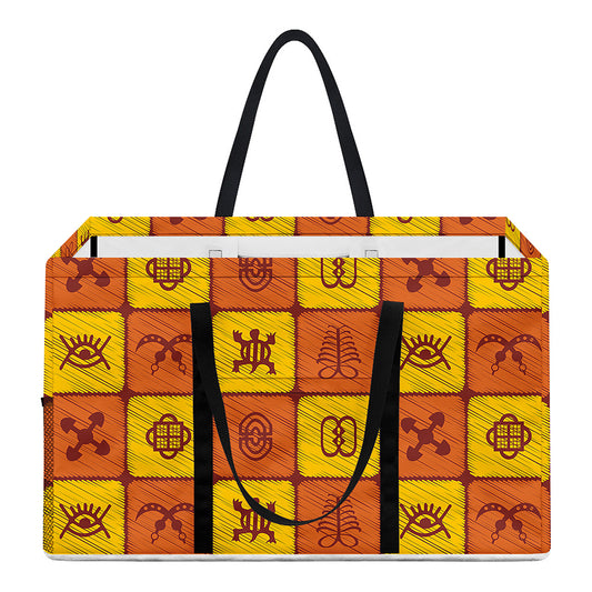 West Adinkra Symbols Pattern Print Utility Tote Bag