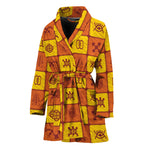 West Adinkra Symbols Pattern Print Women's Bathrobe