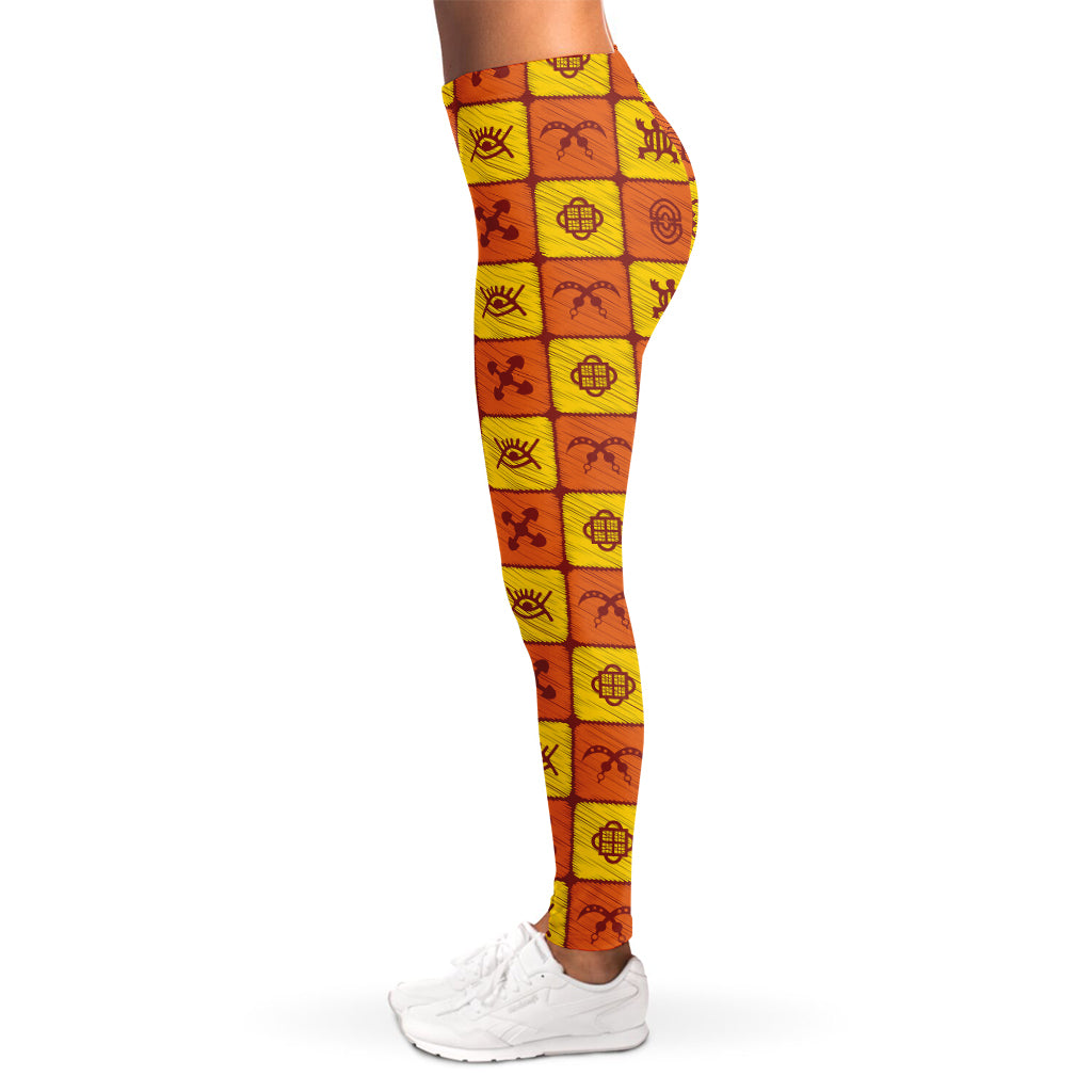 West Adinkra Symbols Pattern Print Women's Leggings