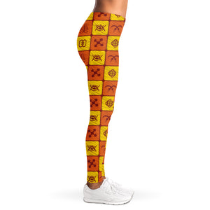 West Adinkra Symbols Pattern Print Women's Leggings