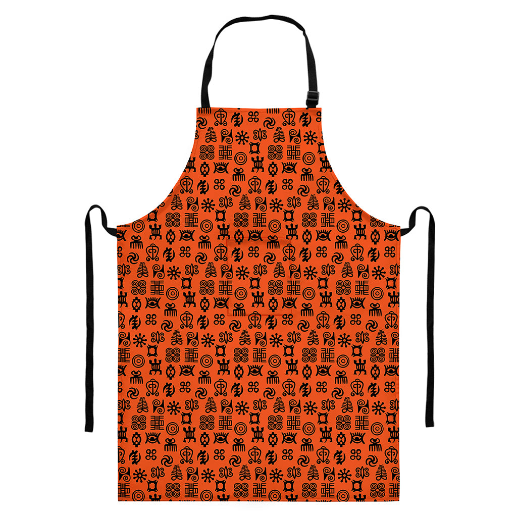 West African Adinkra Symbols Print Bib Apron With Pocket