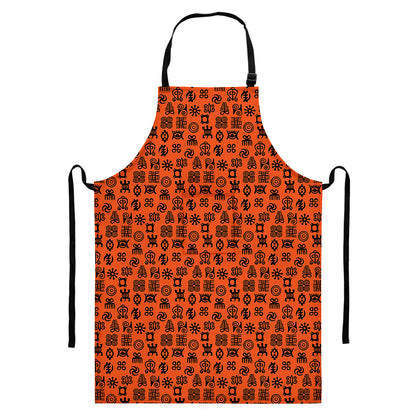 West African Adinkra Symbols Print Bib Apron With Pocket