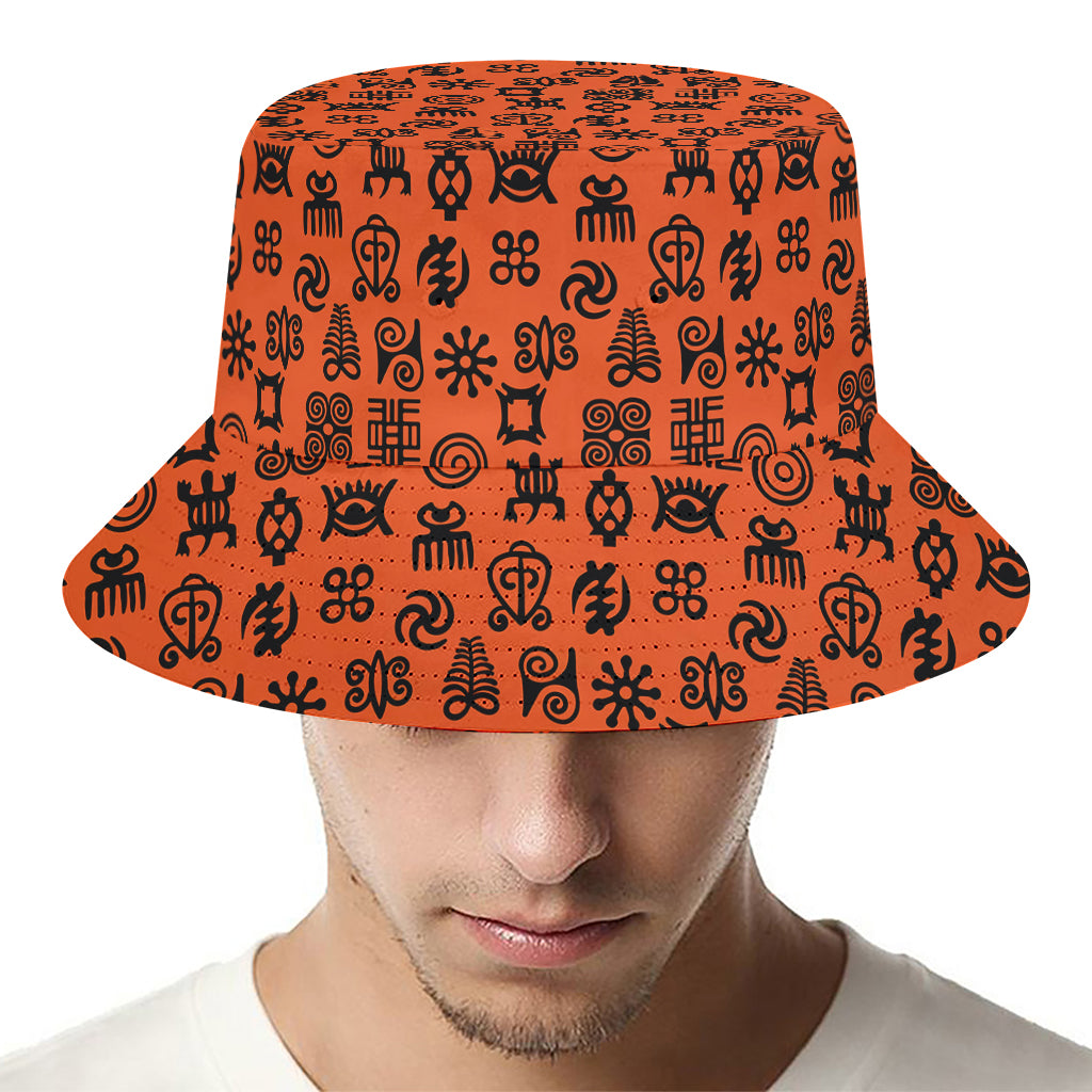 West African Adinkra Symbols Print Bucket Hat