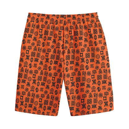 West African Adinkra Symbols Print Cotton Shorts