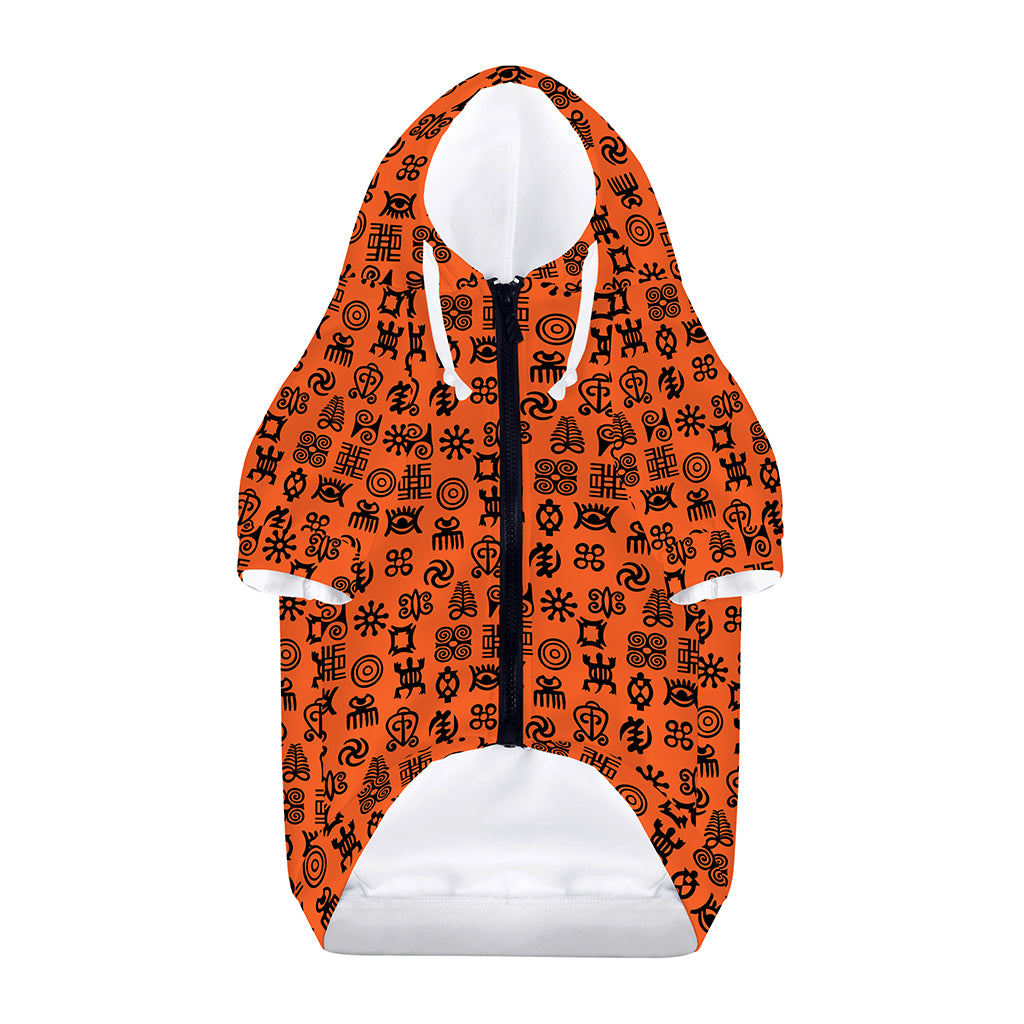 West African Adinkra Symbols Print Dog Zip Up Hoodie