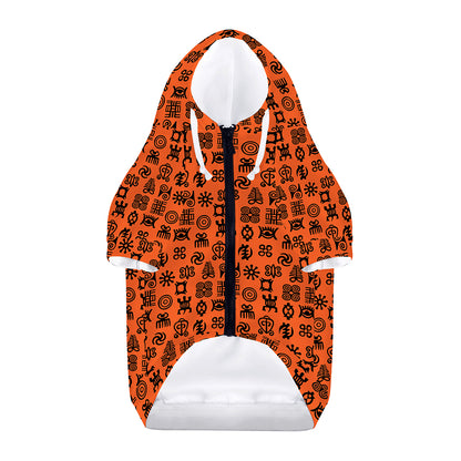 West African Adinkra Symbols Print Dog Zip Up Hoodie