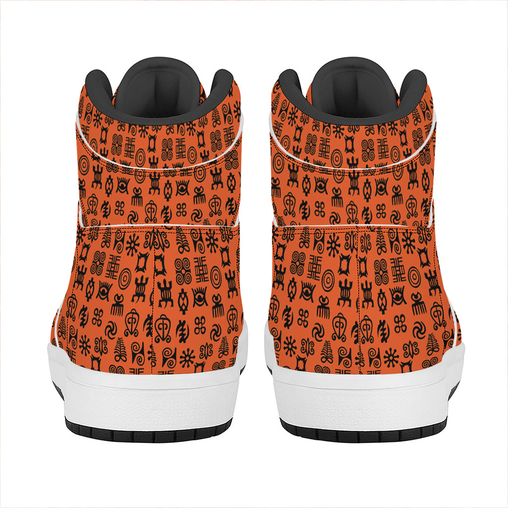 West African Adinkra Symbols Print High Top Leather Sneakers