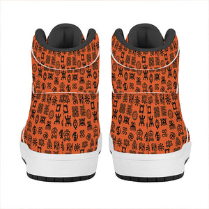 West African Adinkra Symbols Print High Top Leather Sneakers