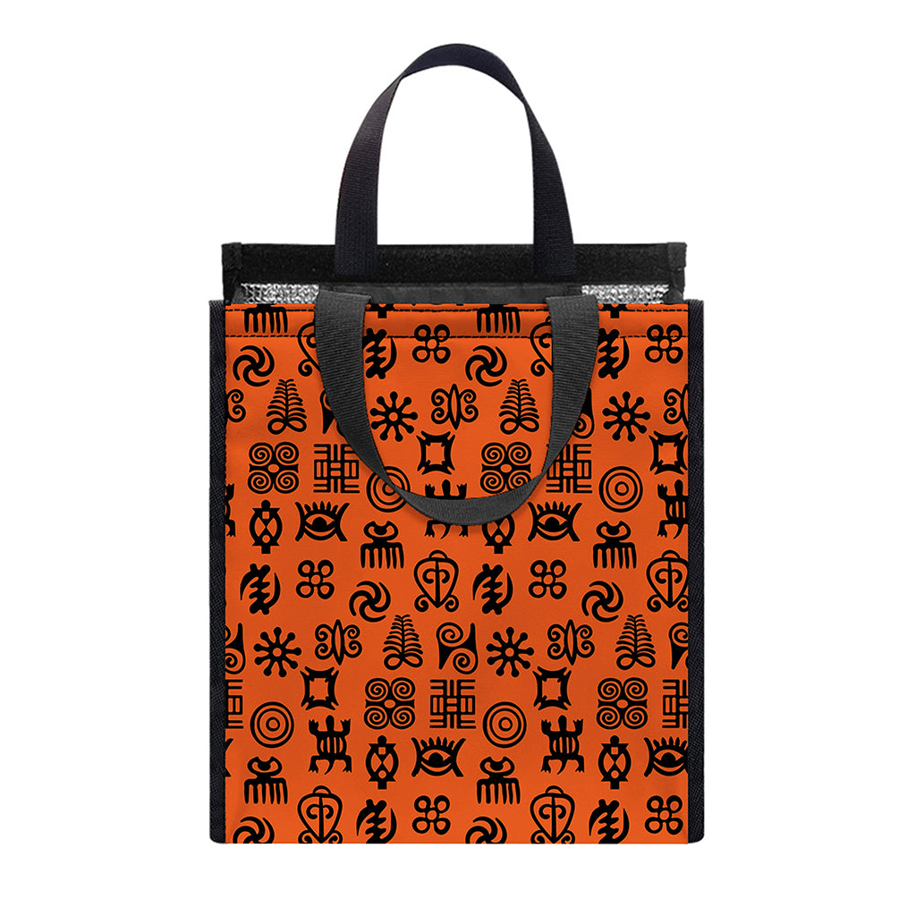 West African Adinkra Symbols Print Insulated Lunch Tote