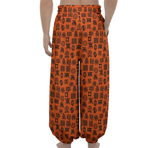 West African Adinkra Symbols Print Lantern Pants