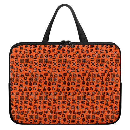 West African Adinkra Symbols Print Laptop Sleeve With Handle