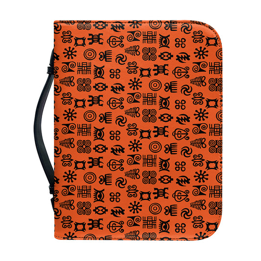 West African Adinkra Symbols Print Leather Bible Cover
