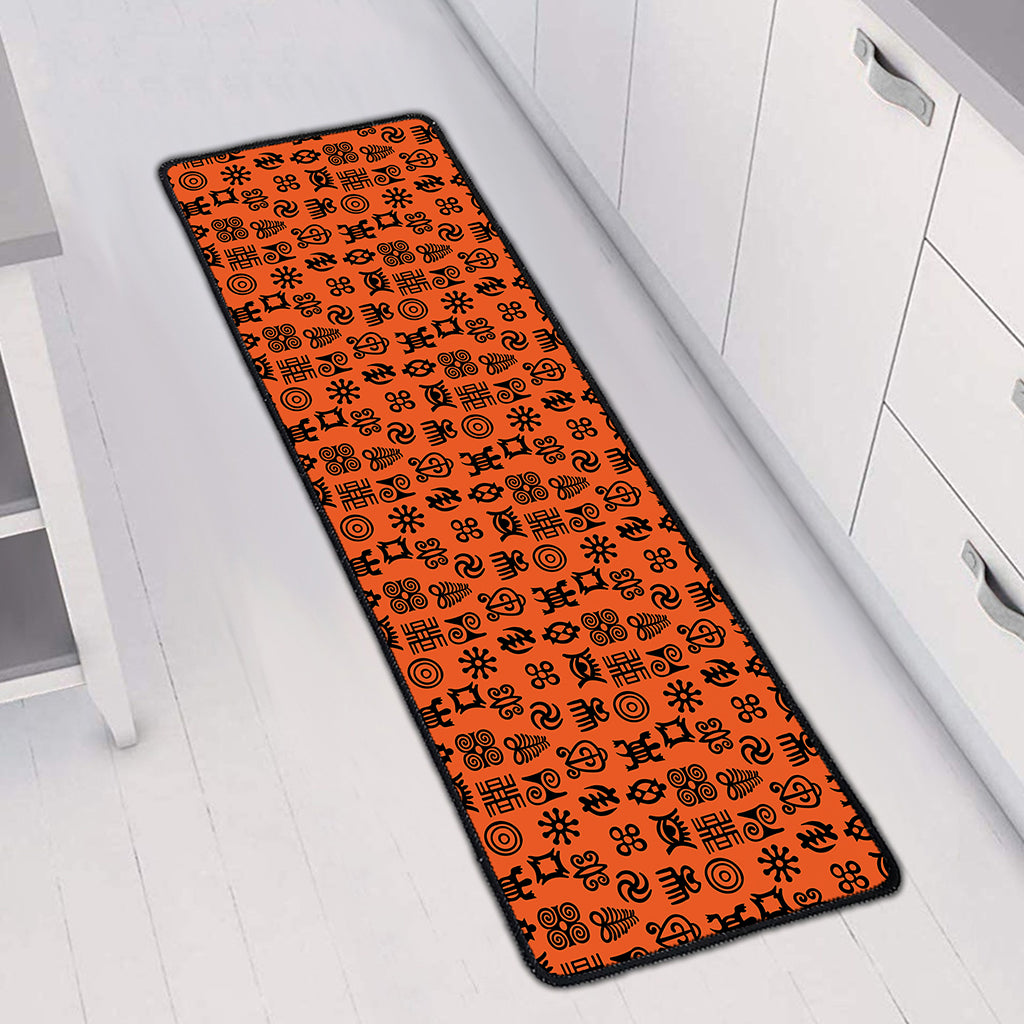 West African Adinkra Symbols Print Long Kitchen Mat