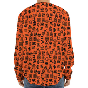 West African Adinkra Symbols Print Long Sleeve Baseball Jersey