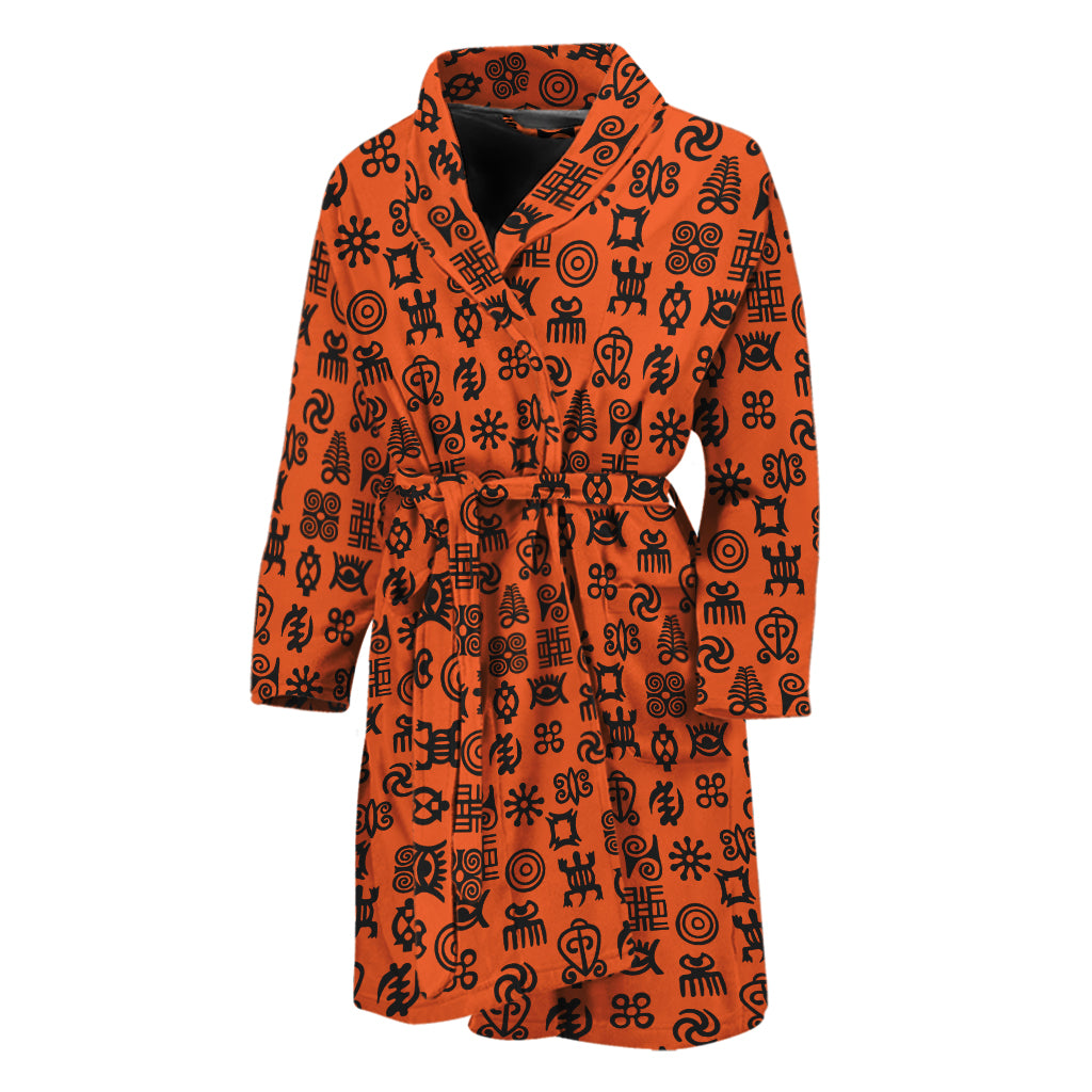 West African Adinkra Symbols Print Men's Bathrobe