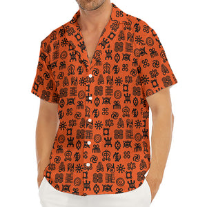 West African Adinkra Symbols Print Men's Deep V-Neck Shirt