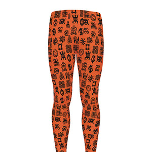 West African Adinkra Symbols Print Men's leggings