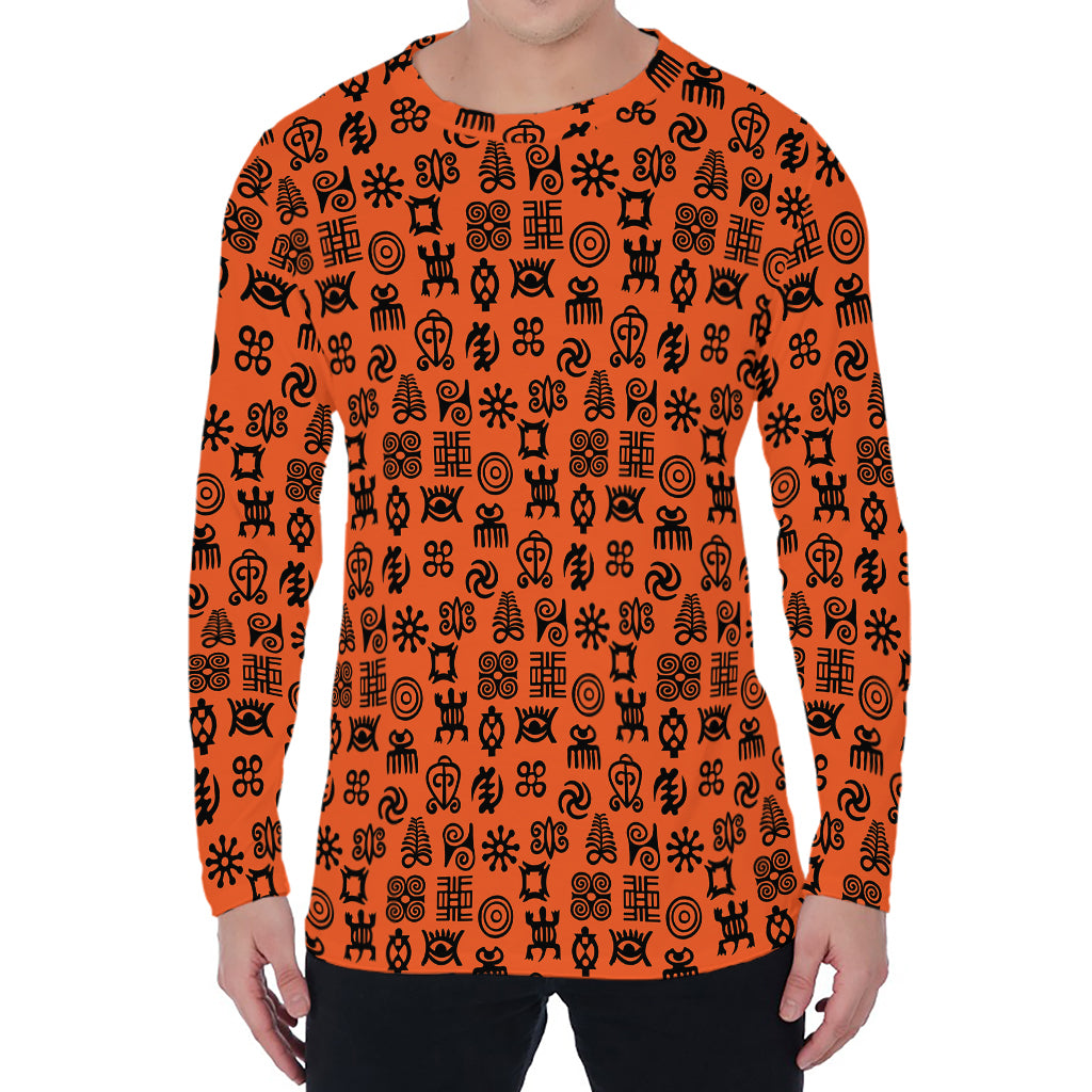 West African Adinkra Symbols Print Men's Long Sleeve T-Shirt