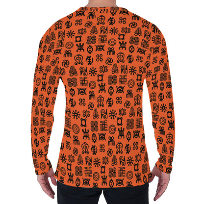 West African Adinkra Symbols Print Men's Long Sleeve T-Shirt
