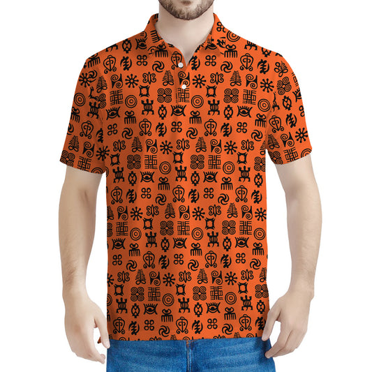 West African Adinkra Symbols Print Men's Polo Shirt