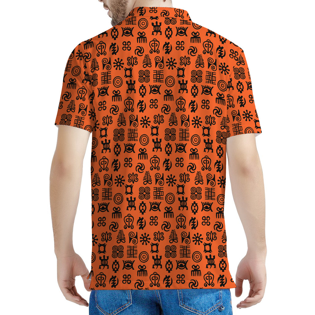 West African Adinkra Symbols Print Men's Polo Shirt