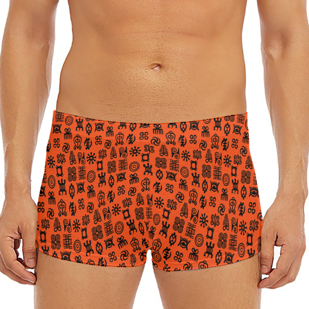 West African Adinkra Symbols Print Men's Short Boxer Briefs