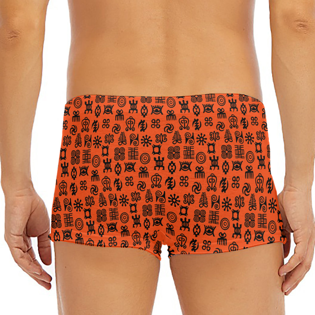 West African Adinkra Symbols Print Men's Short Boxer Briefs