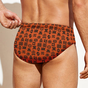 West African Adinkra Symbols Print Men's Swim Briefs