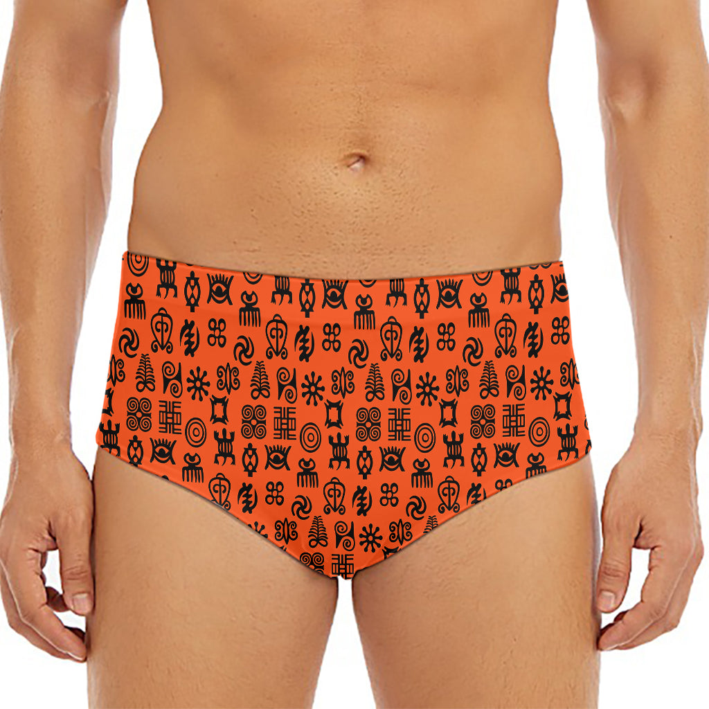 West African Adinkra Symbols Print Men's Triangle Swim Briefs