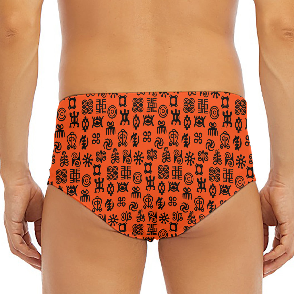 West African Adinkra Symbols Print Men's Triangle Swim Briefs