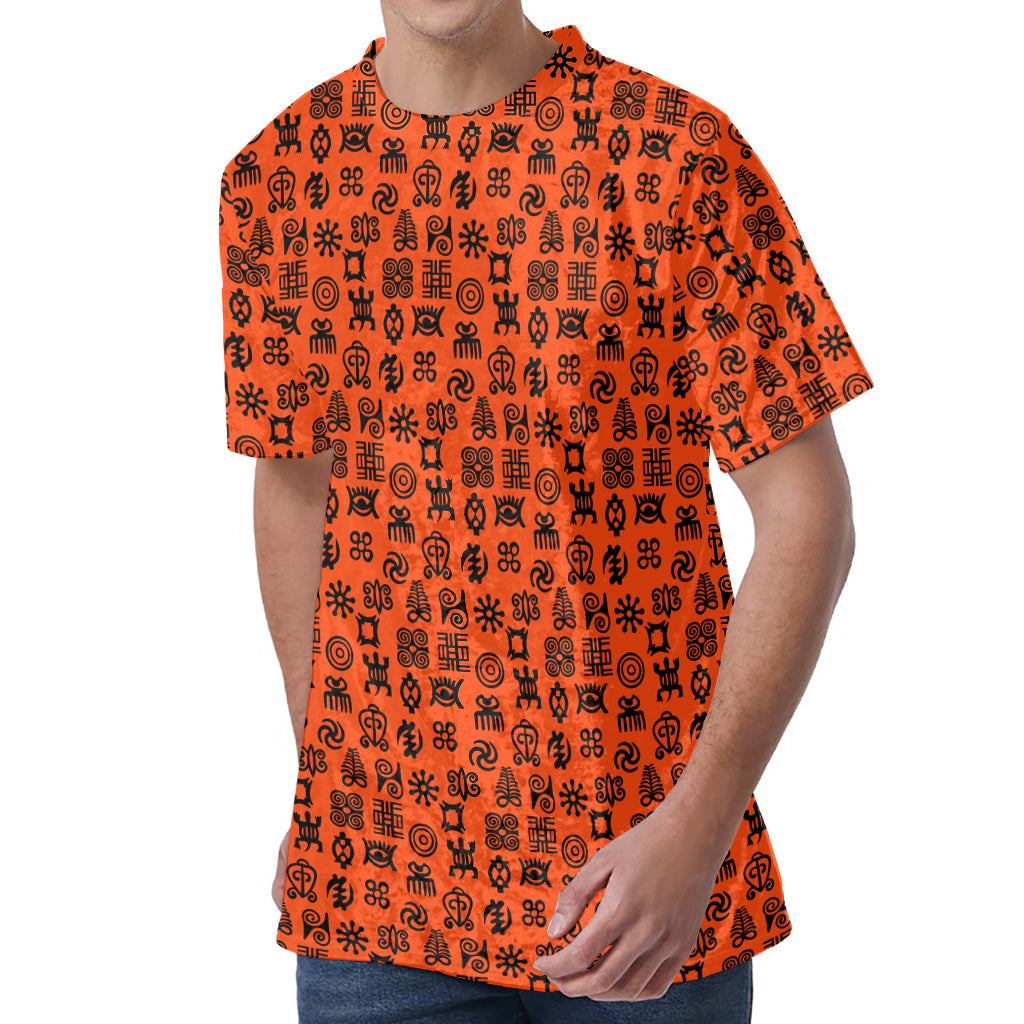 West African Adinkra Symbols Print Men's Velvet T-Shirt