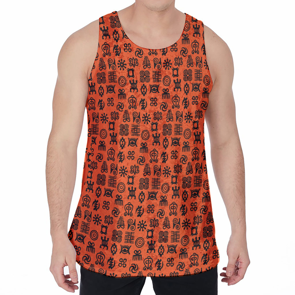 West African Adinkra Symbols Print Men's Velvet Tank Top