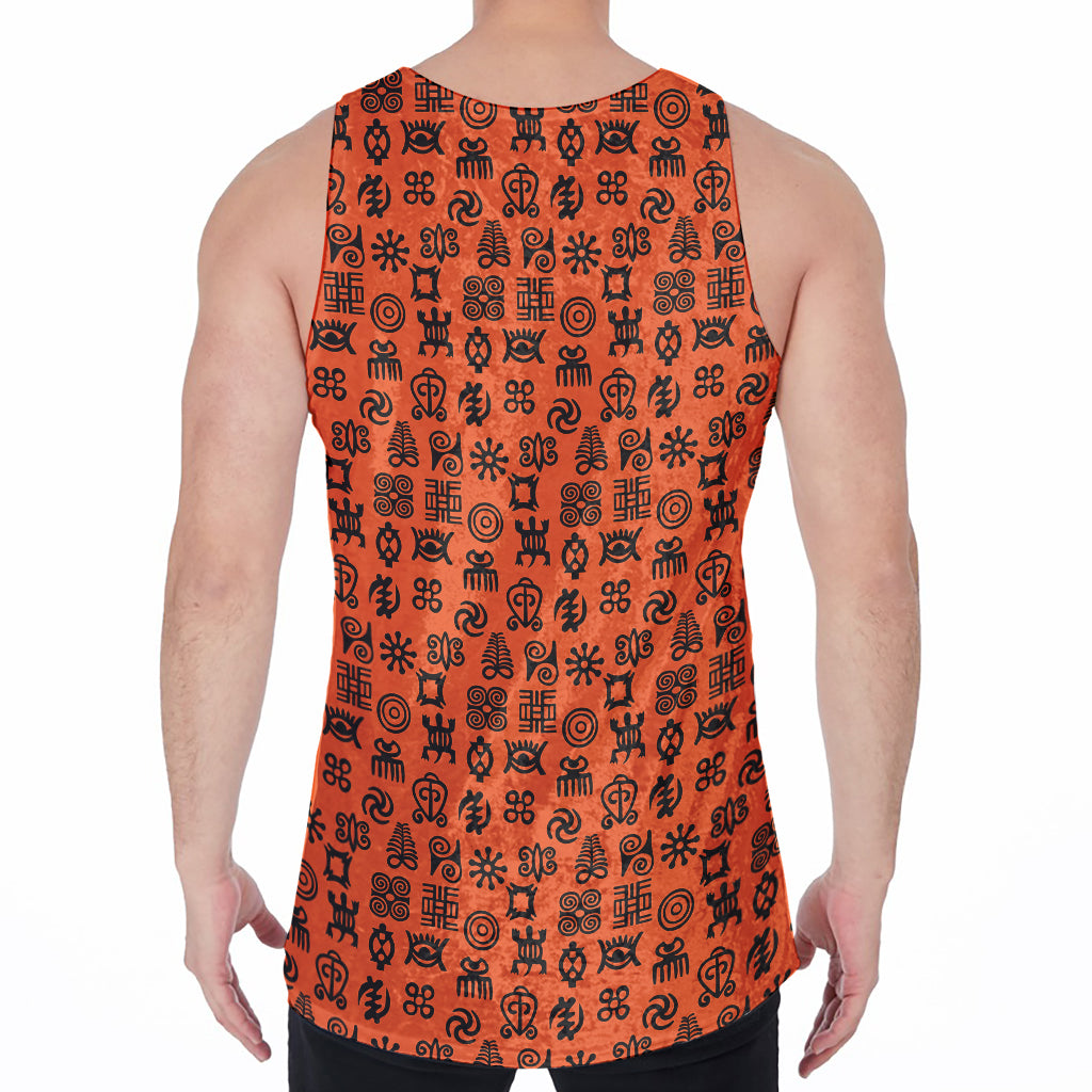 West African Adinkra Symbols Print Men's Velvet Tank Top