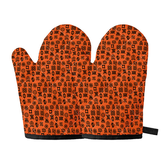 West African Adinkra Symbols Print Oven Mitts
