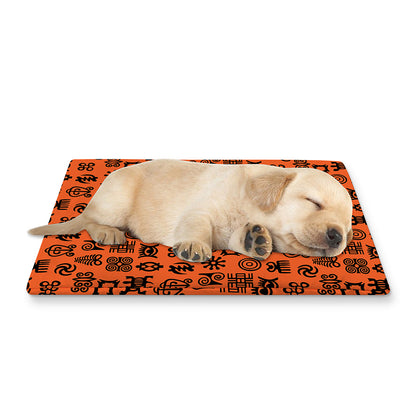 West African Adinkra Symbols Print Pet Cooling Mat Cover