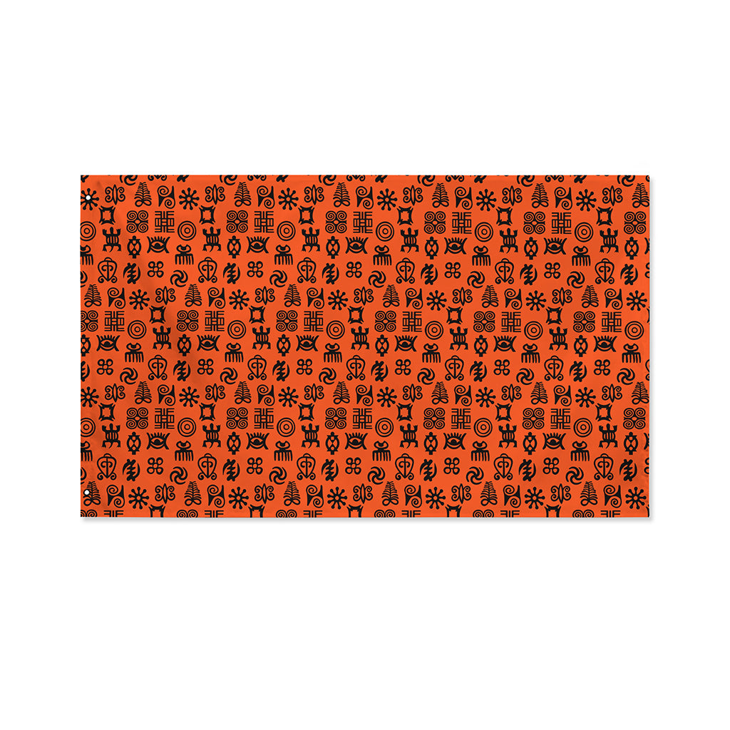 West African Adinkra Symbols Print Polyester Flag