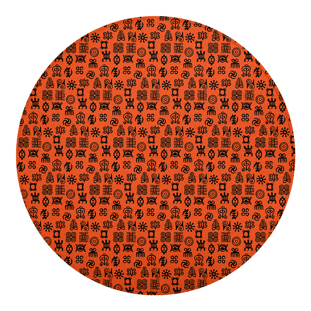 West African Adinkra Symbols Print Round Blanket