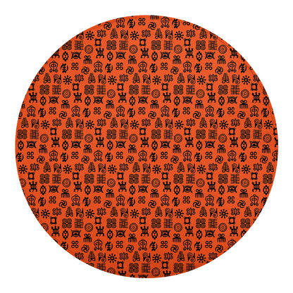 West African Adinkra Symbols Print Round Blanket