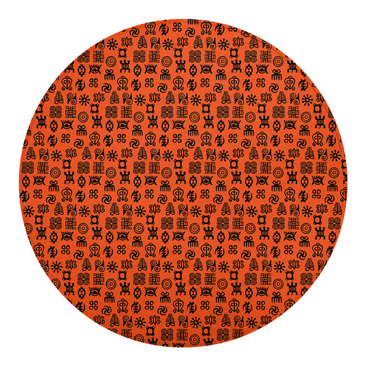 West African Adinkra Symbols Print Round Blanket