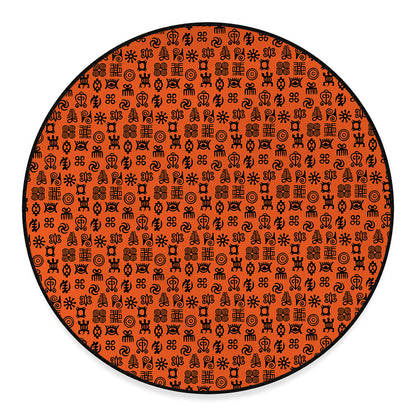 West African Adinkra Symbols Print Round Floor Mat