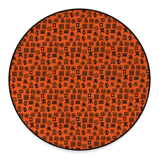 West African Adinkra Symbols Print Round Floor Mat