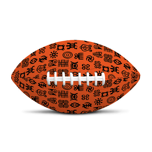 West African Adinkra Symbols Print Rugby Ball