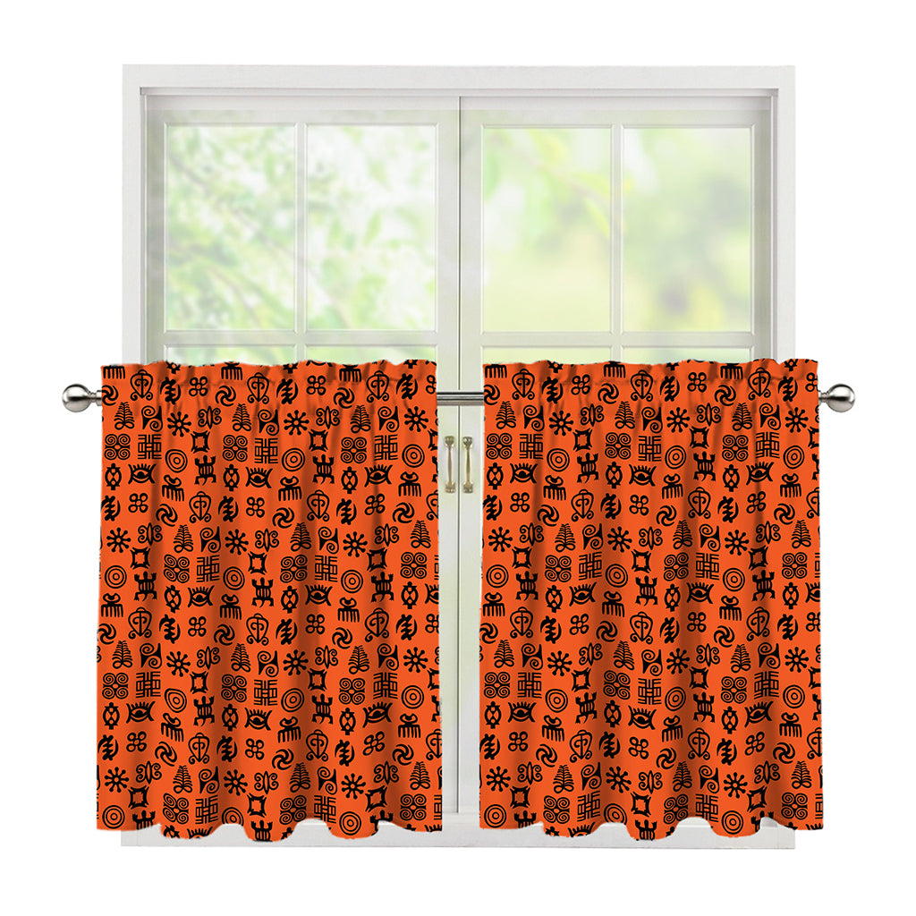 West African Adinkra Symbols Print Tier Curtains