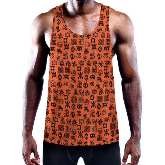 West African Adinkra Symbols Print Training Tank Top