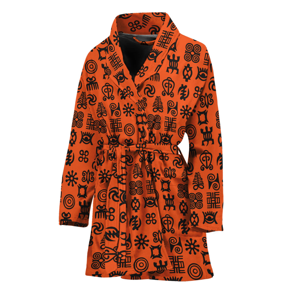 West African Adinkra Symbols Print Women's Bathrobe