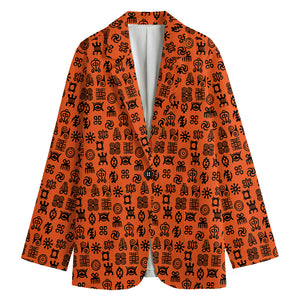 West African Adinkra Symbols Print Women's Blazer