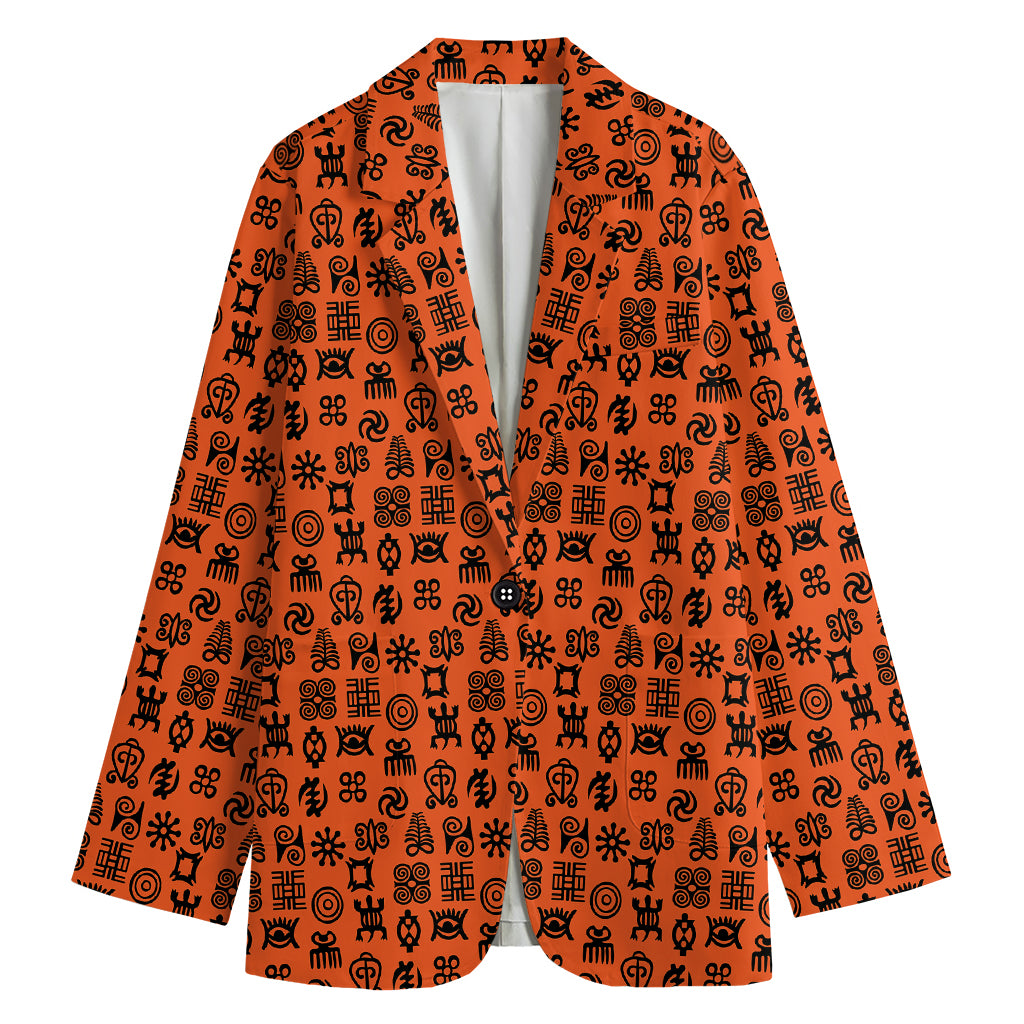 West African Adinkra Symbols Print Women's Cotton Blazer